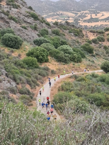 Runners running the race route